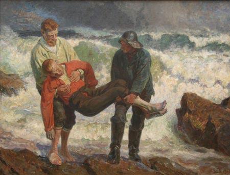 Laurits Tuxen The Drowned is braught on shore Germany oil painting art